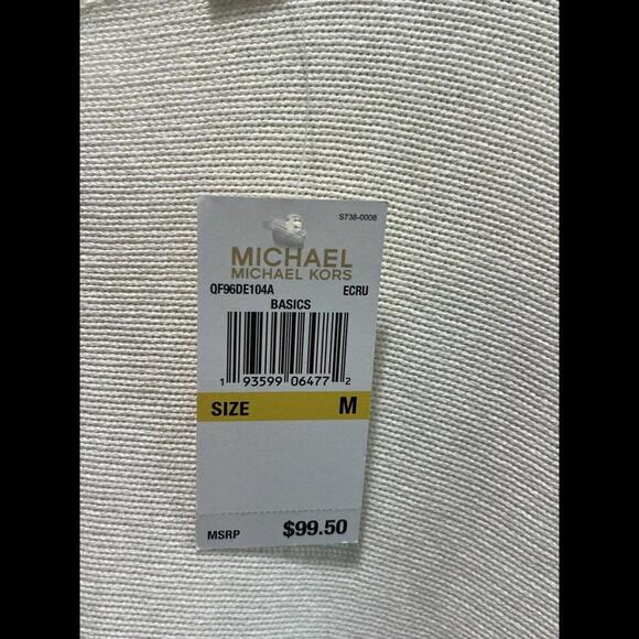 NWT MICHAEL KORS Women's Cream Tunic Sweater Zip at Back Rounded Hi-Low Hem XS - Picture 4 of 5